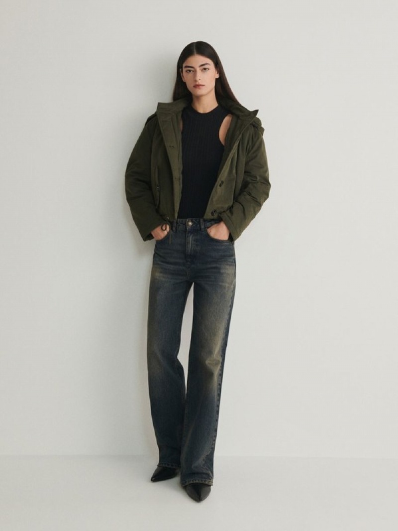 Reserved Cropped Jacken Damen Grün | 4052-KGLPV