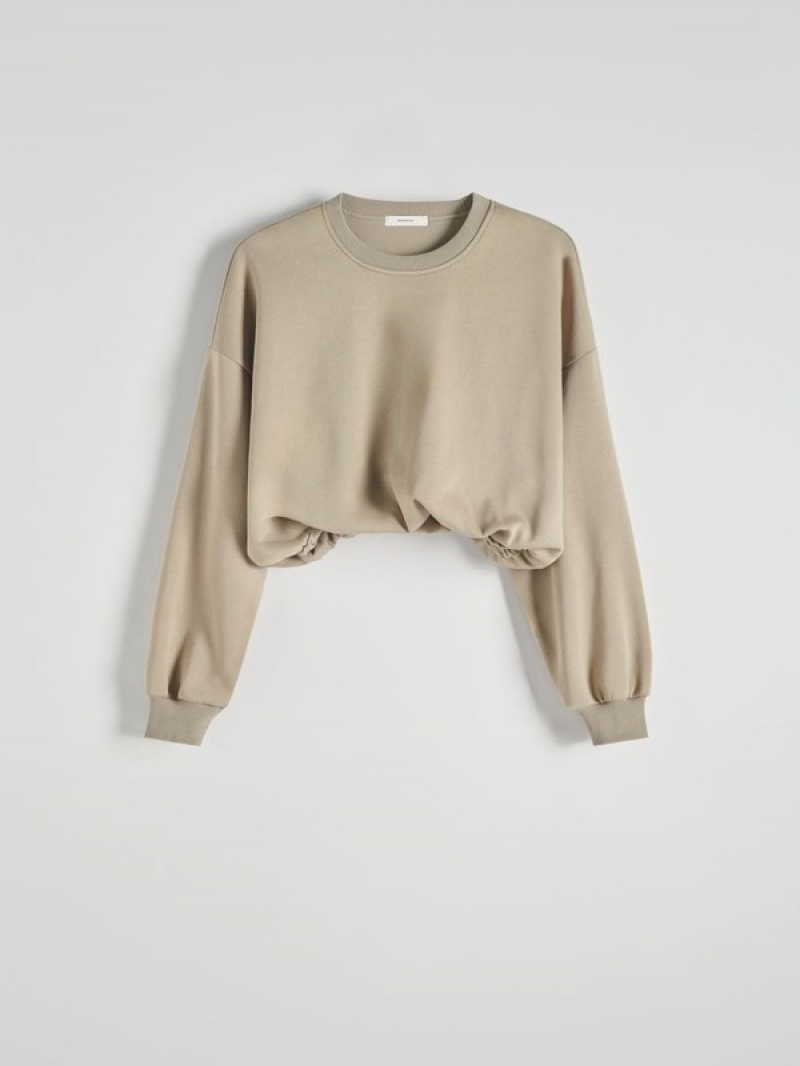 Reserved Cropped Sweatshirts Damen Grün | 1348-RJCXY