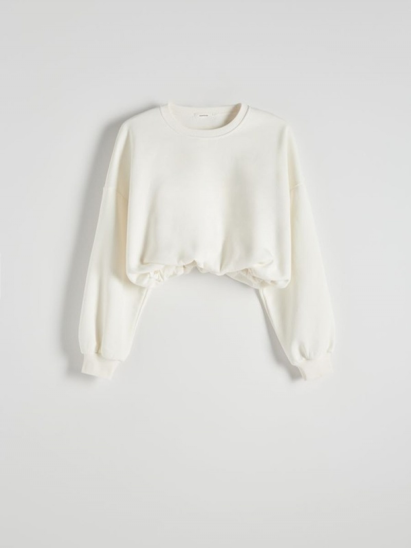 Reserved Cropped Sweatshirts Damen Weiß | 0316-OPLZT