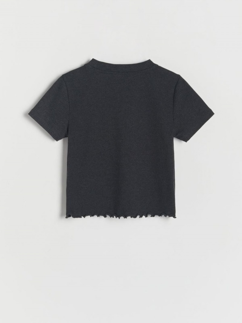 Reserved Cropped T-peplum Hem T-shirts Mädchen Dunkelgrau | 0245-IWJQY