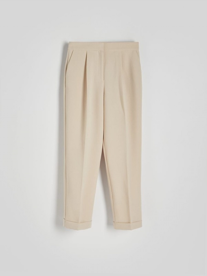 Reserved Cuffs Hosen Damen Beige | 0538-ZXAYQ