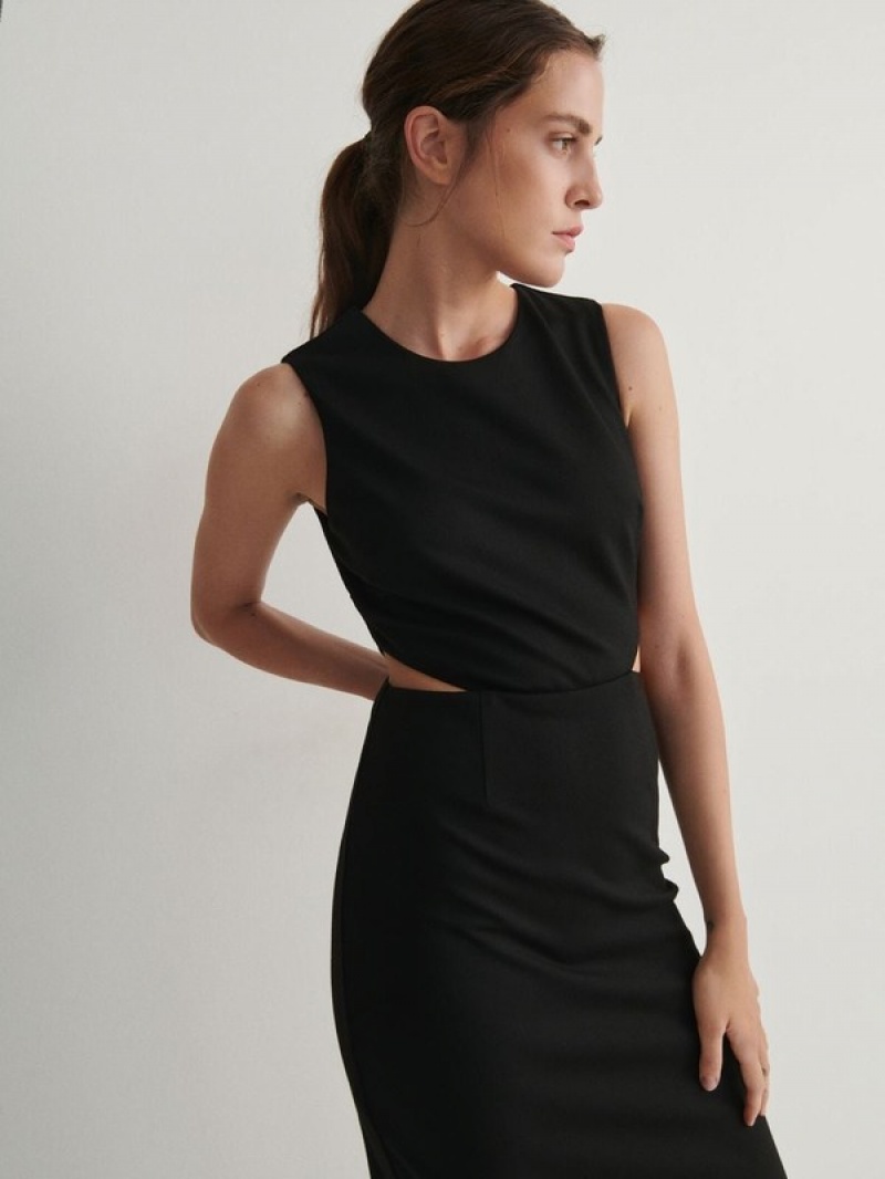 Reserved Cut Out Kleid Damen Schwarz | 9026-FGTQE