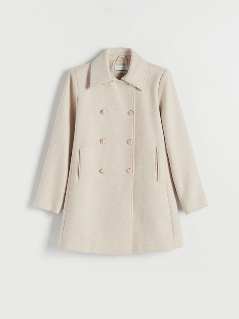 Reserved Decorative Buttons Mäntel Damen Beige | 8940-SNEQJ