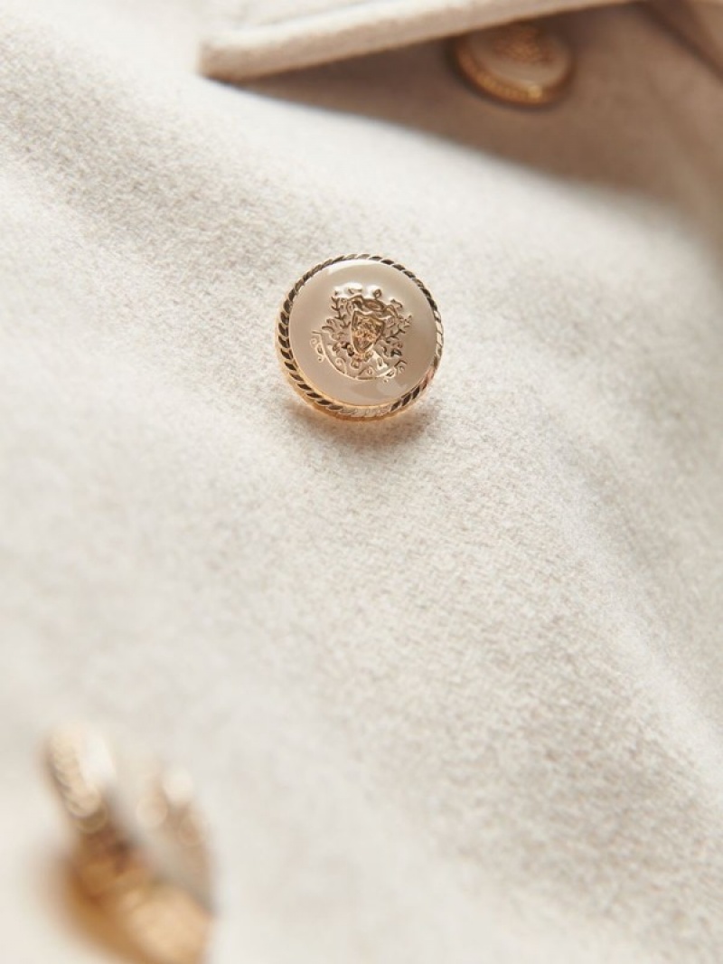 Reserved Decorative Buttons Mäntel Damen Beige | 8940-SNEQJ