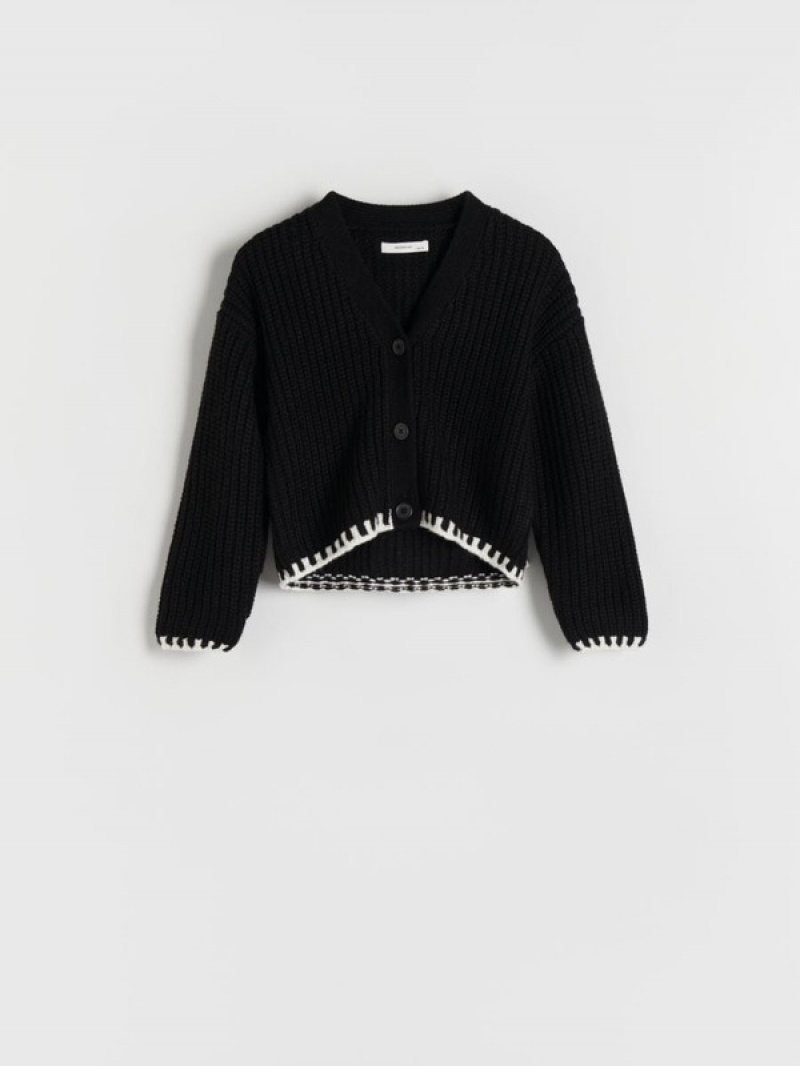 Reserved Decorative Knit Cardigan Pullover Mädchen Schwarz | 4581-KQAFL