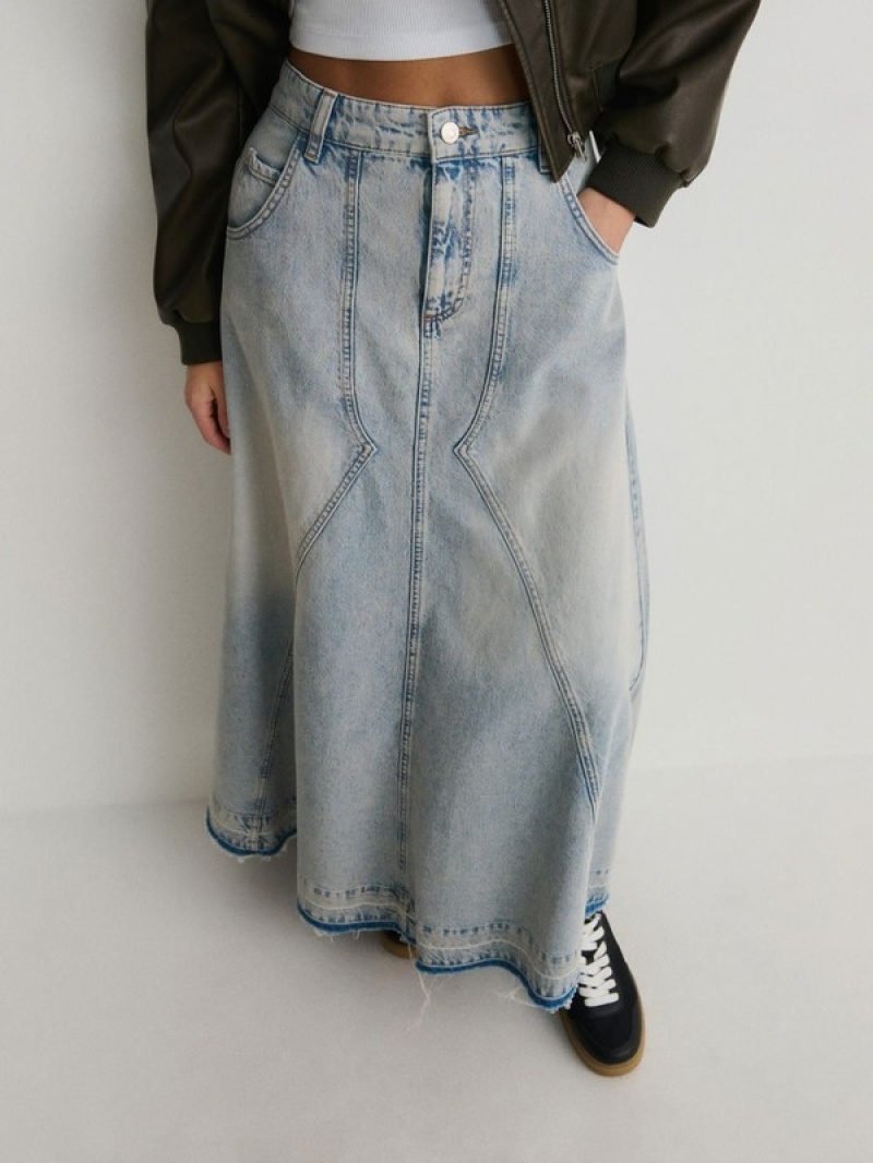 Reserved Denim Maxi Röcke Damen Blau | 1306-XNORU