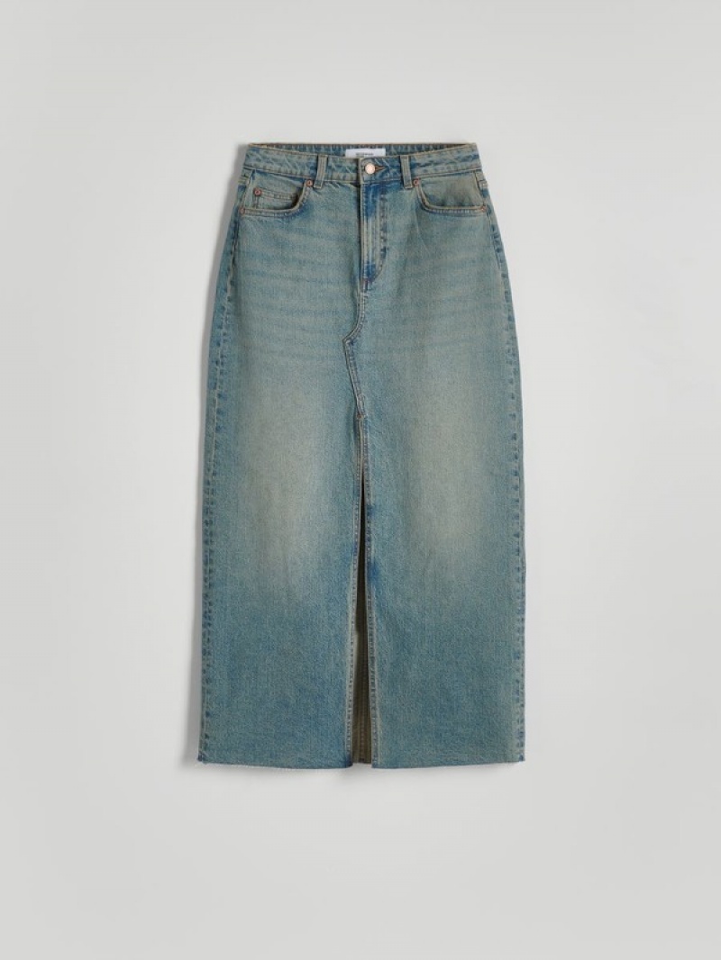 Reserved Denim Midi Röcke Damen Blau | 1984-BJSIH