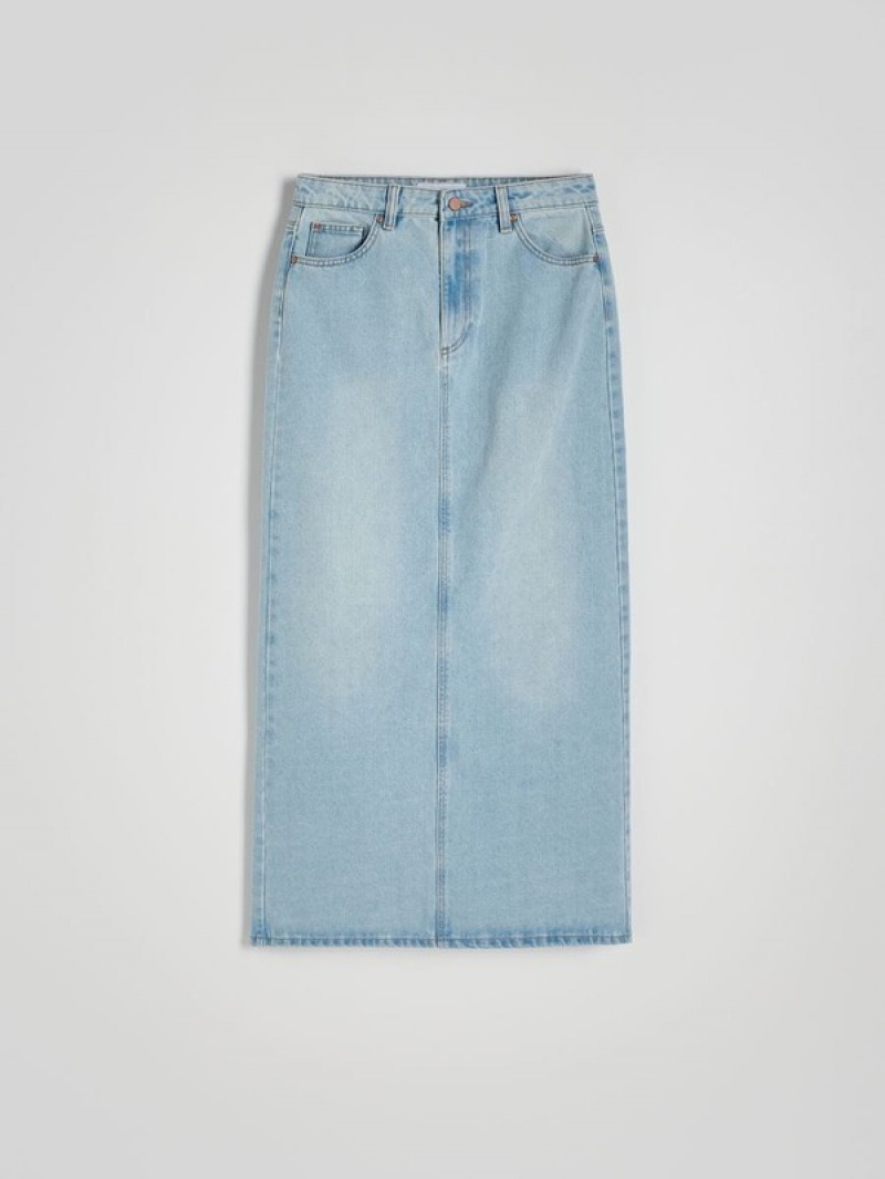 Reserved Denim Midi Röcke Damen Blau | 5173-HUADJ