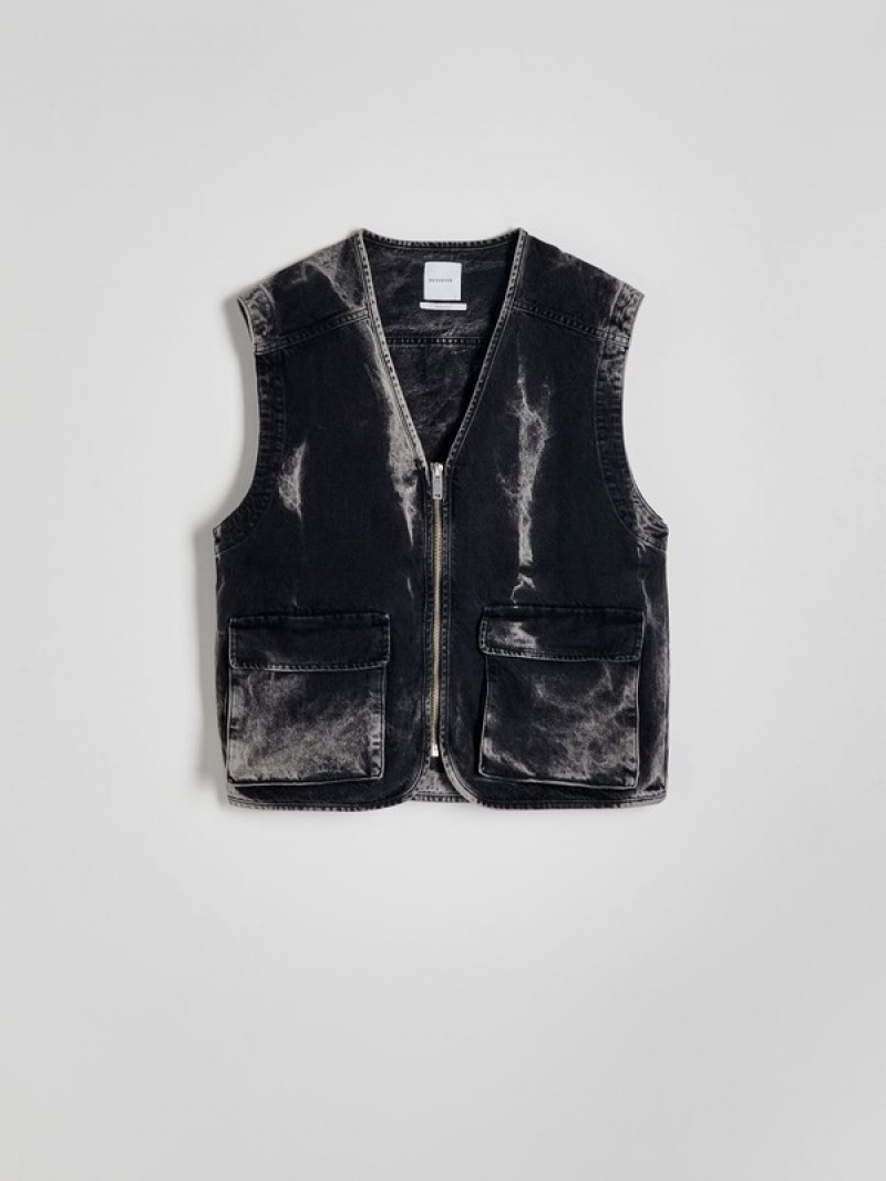 Reserved Denim Vests Herren Grau | 5123-NYCUH