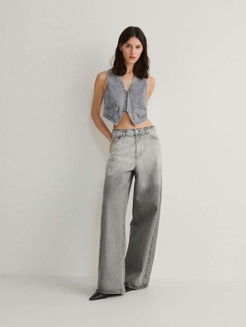 Reserved Denimwash Effect Weste Damen Grau | 5230-LWPGH