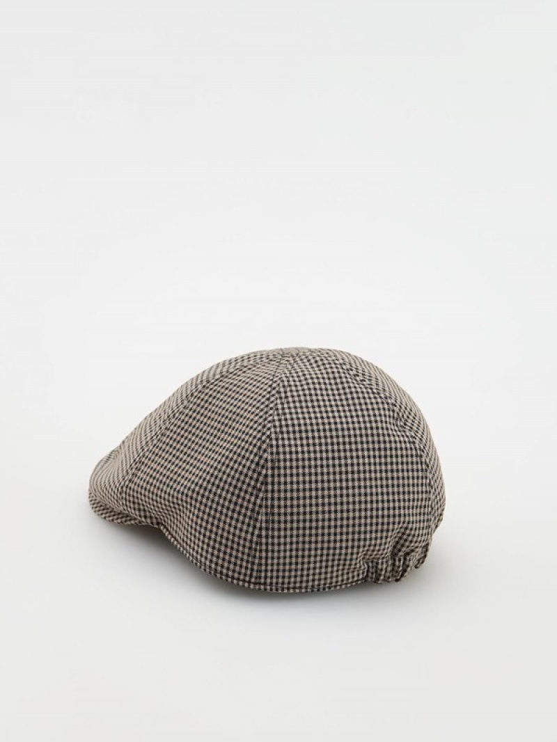 Reserved Dogtooth Print Flache Kappen Herren Beige | 3908-PWROY