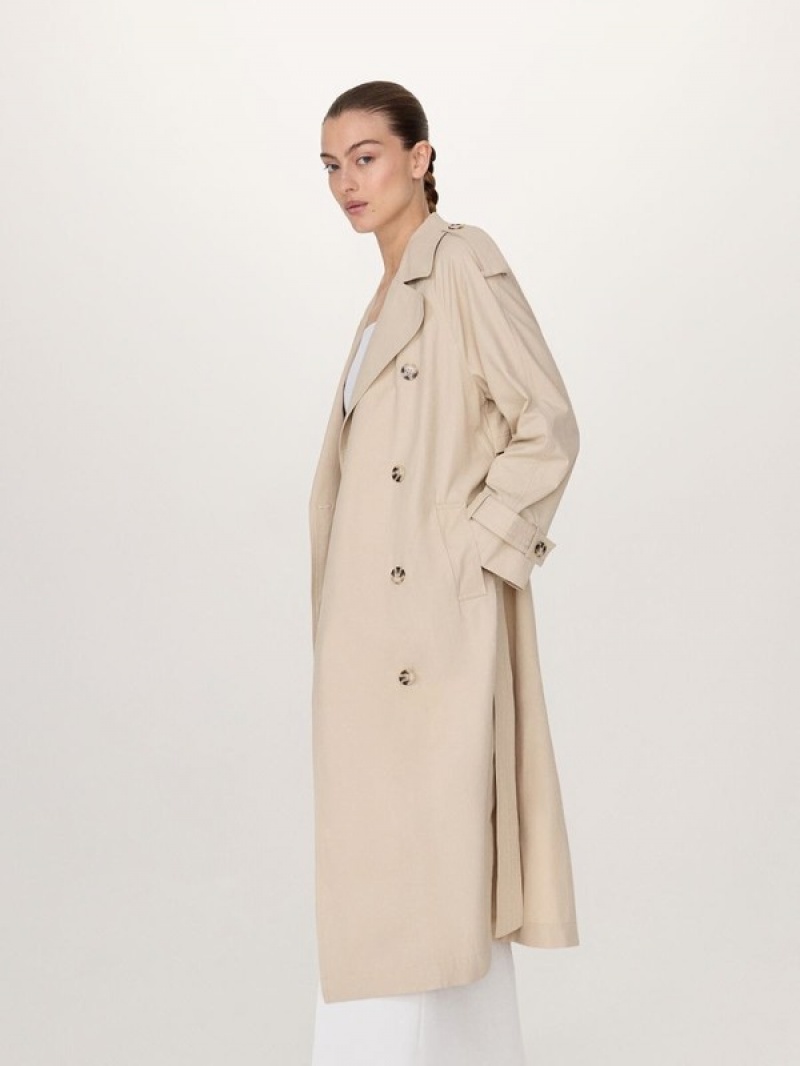 Reserved Double Breasted Oversized Trench Mäntel Damen Beige | 8672-LKJIO