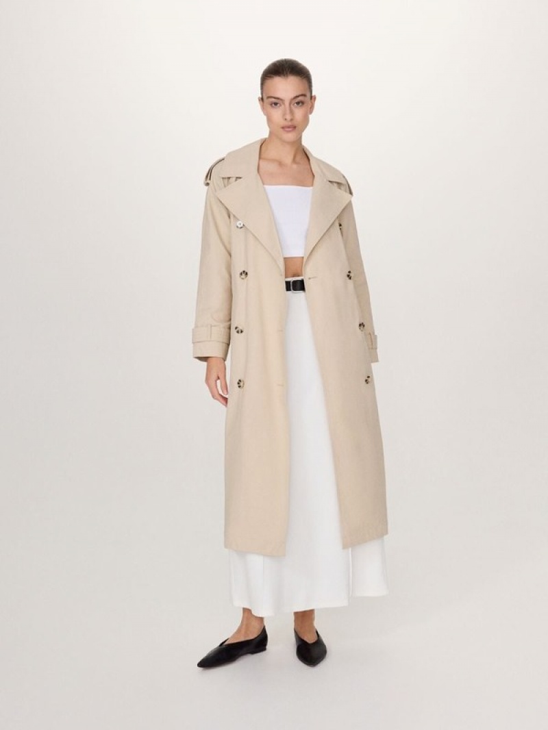 Reserved Double Breasted Oversized Trench Mäntel Damen Beige | 8672-LKJIO