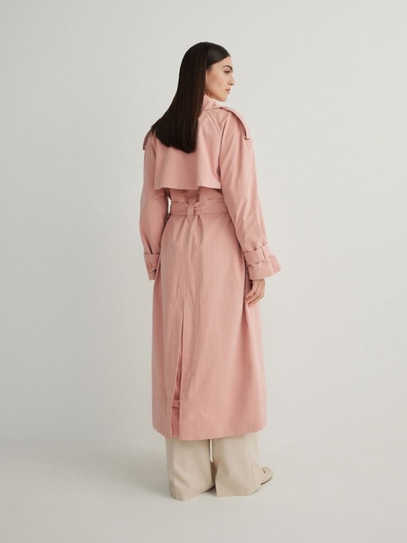 Reserved Double Breasted Oversized Trench Mäntel Damen Rosa | 3582-QOZSW