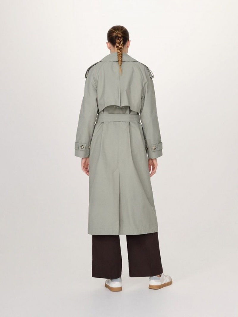 Reserved Double Breasted Oversized Trench Mäntel Damen Grün | 4987-QCLBJ