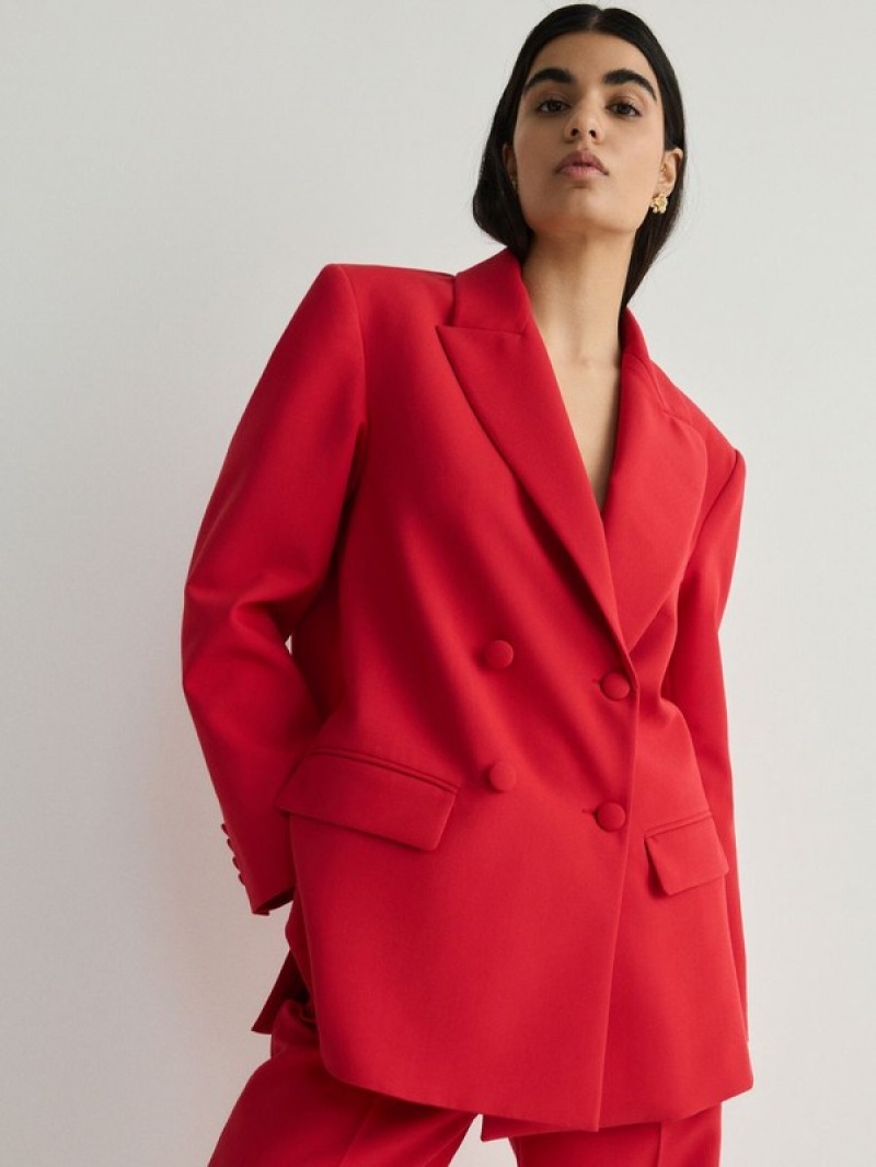 Reserved Double-breasted Blazer Damen Rot | 3528-MAJVB