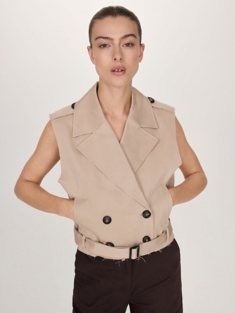 Reserved Double-breasted Jacken Damen Beige | 5410-WMBTN