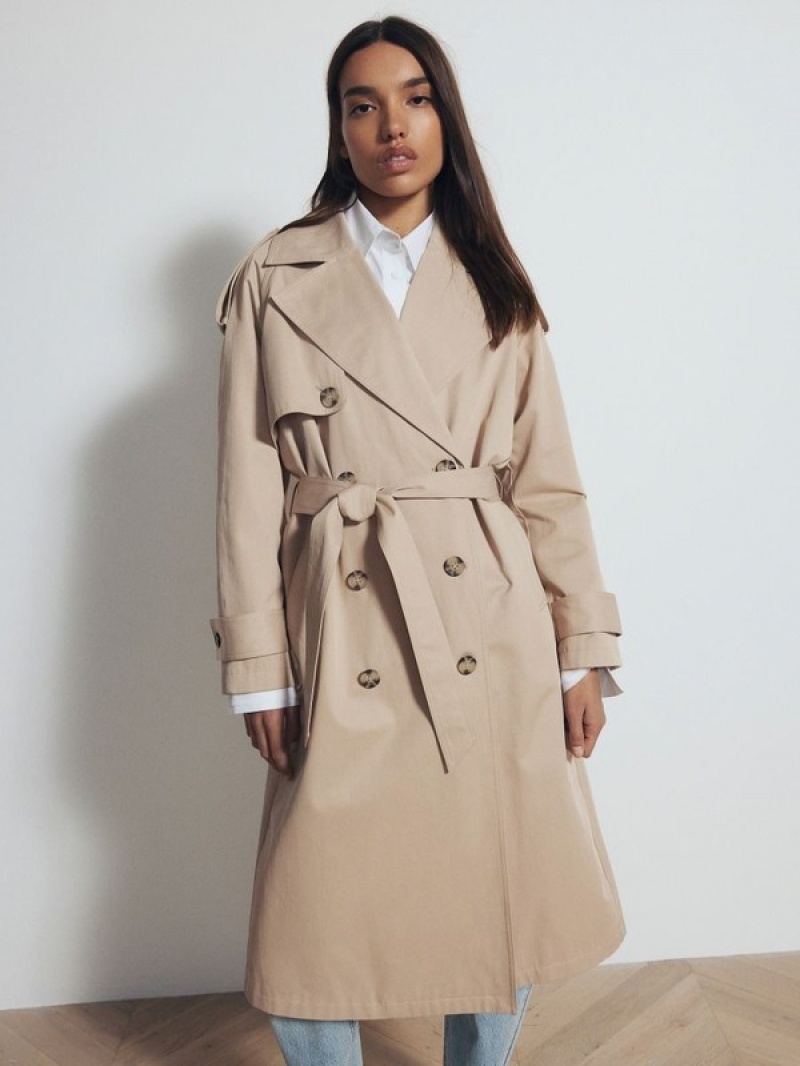 Reserved Double-breasted Trench Mäntel Damen Beige | 6159-ICWFN