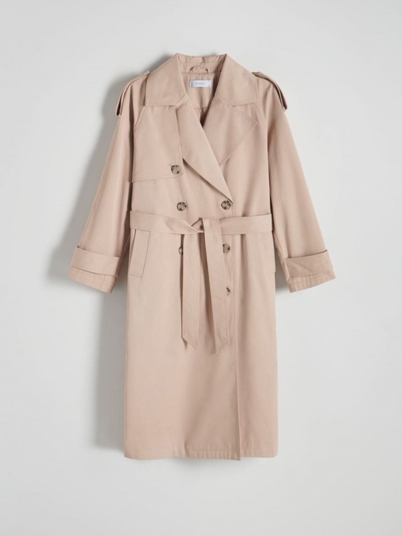 Reserved Double-breasted Trench Mäntel Damen Beige | 6159-ICWFN