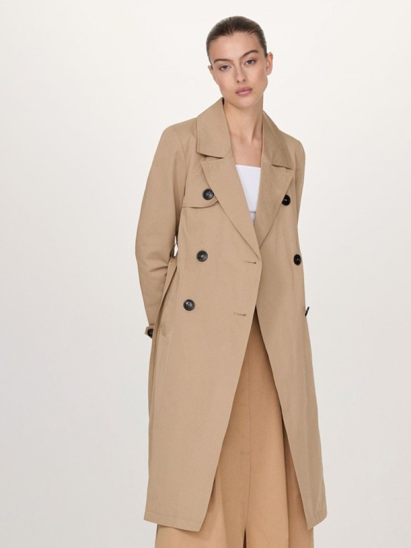 Reserved Double-breasted Trench Mäntel Damen Beige | 6527-HQUDX