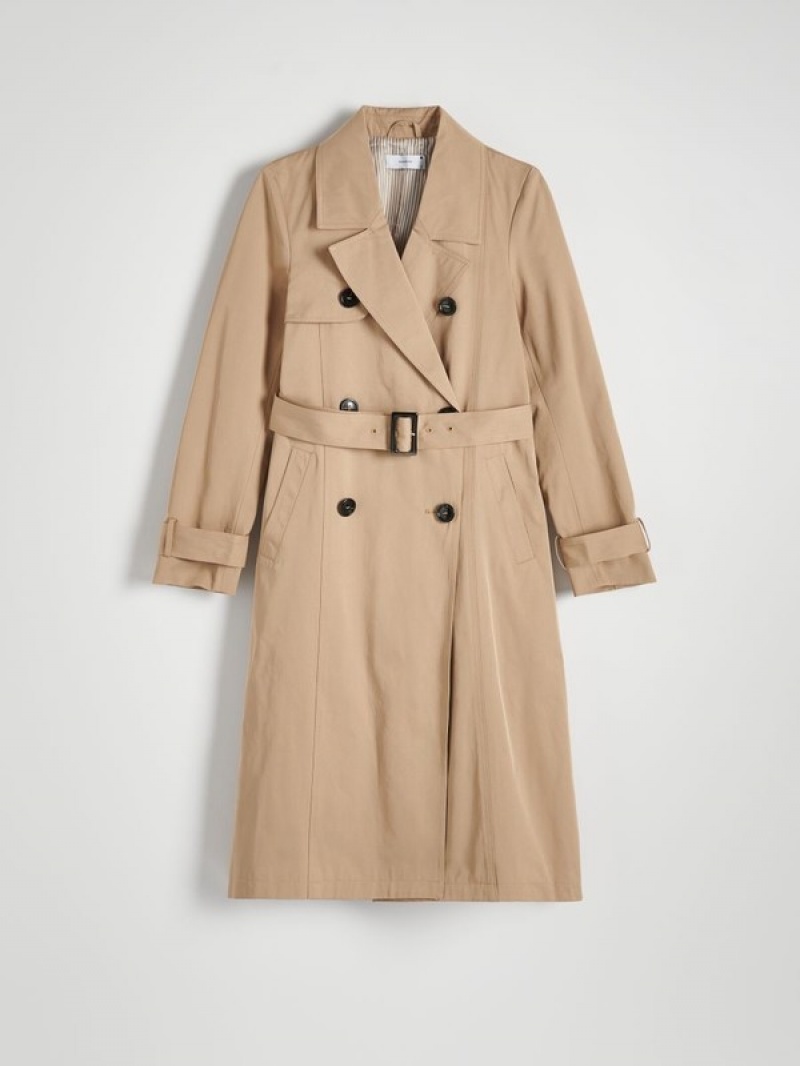 Reserved Double-breasted Trench Mäntel Damen Beige | 6527-HQUDX