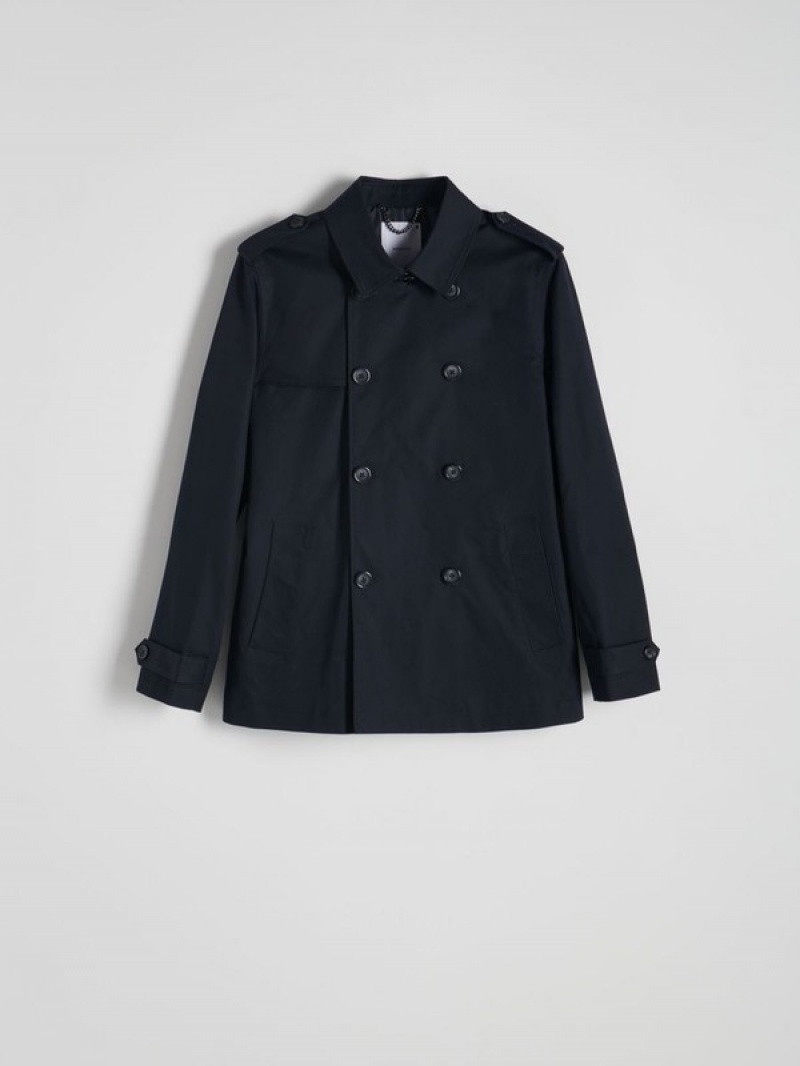 Reserved Double-breasted Trench Mäntel Herren Navy | 1745-EZPCA