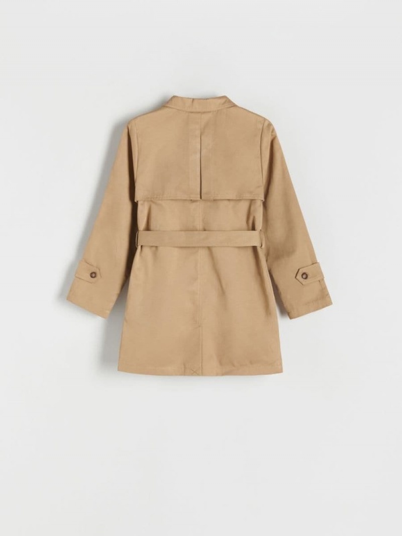 Reserved Double-breasted Trench With Jacken Mädchen Beige | 9073-ZYHIE