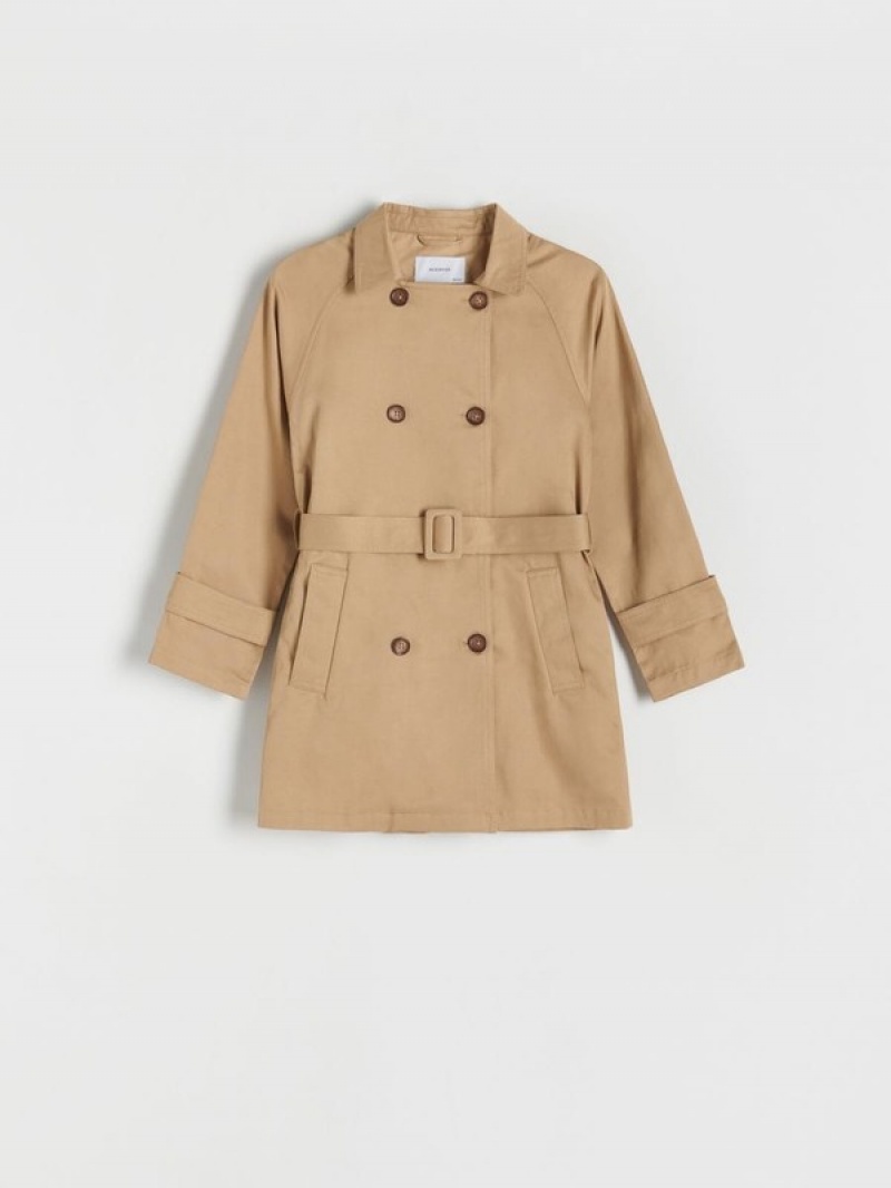 Reserved Double-breasted Trench With Jacken Mädchen Beige | 9073-ZYHIE