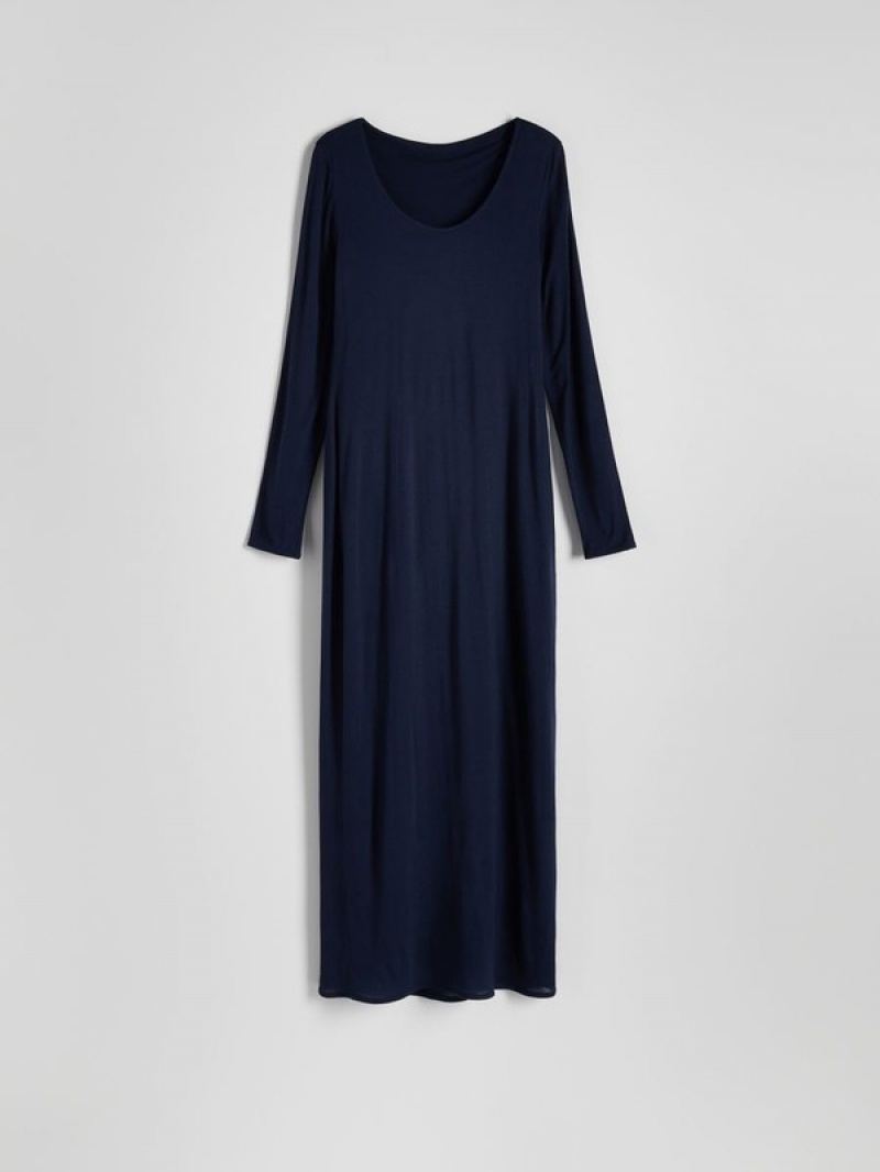 Reserved Double-layered Lyocell Kleid Damen Grau Blau | 1964-SWLUB