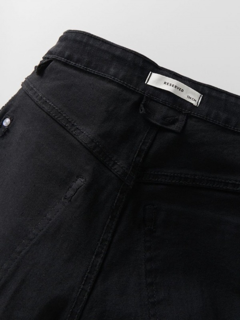 Reserved Elastic Gerade Jeans Mädchen Schwarz | 3205-RYQGE