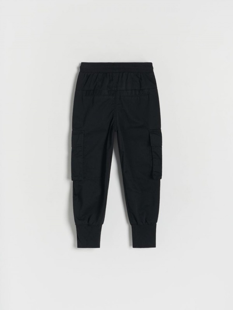 Reserved Fabric Cargo Joggers Hosen Jungen Schwarz | 0719-VSNHK