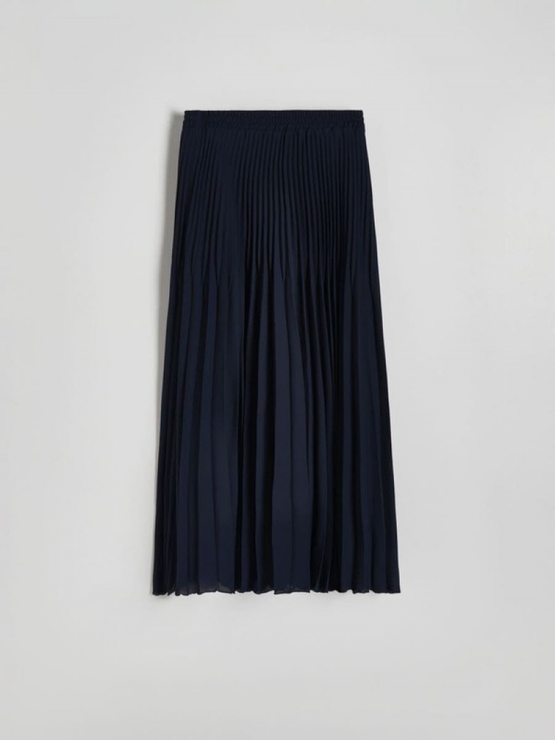 Reserved Falten Maxi Röcke Damen Navy | 1695-MWKJA