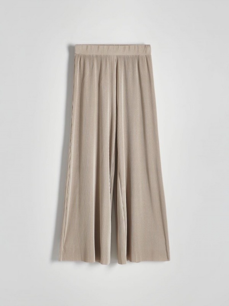 Reserved Falten Weite Leg Hosen Damen Beige | 2490-FMLIH