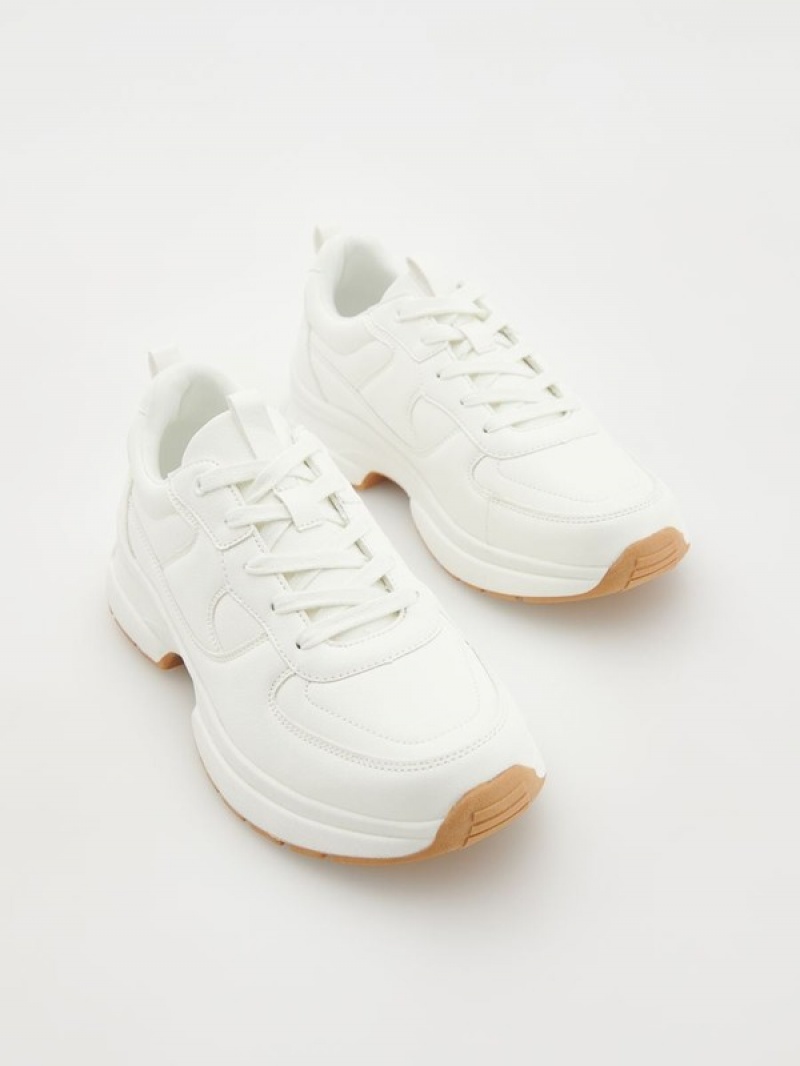 Reserved Faux Leder Sneakers Damen Weiß | 4103-OAEFR