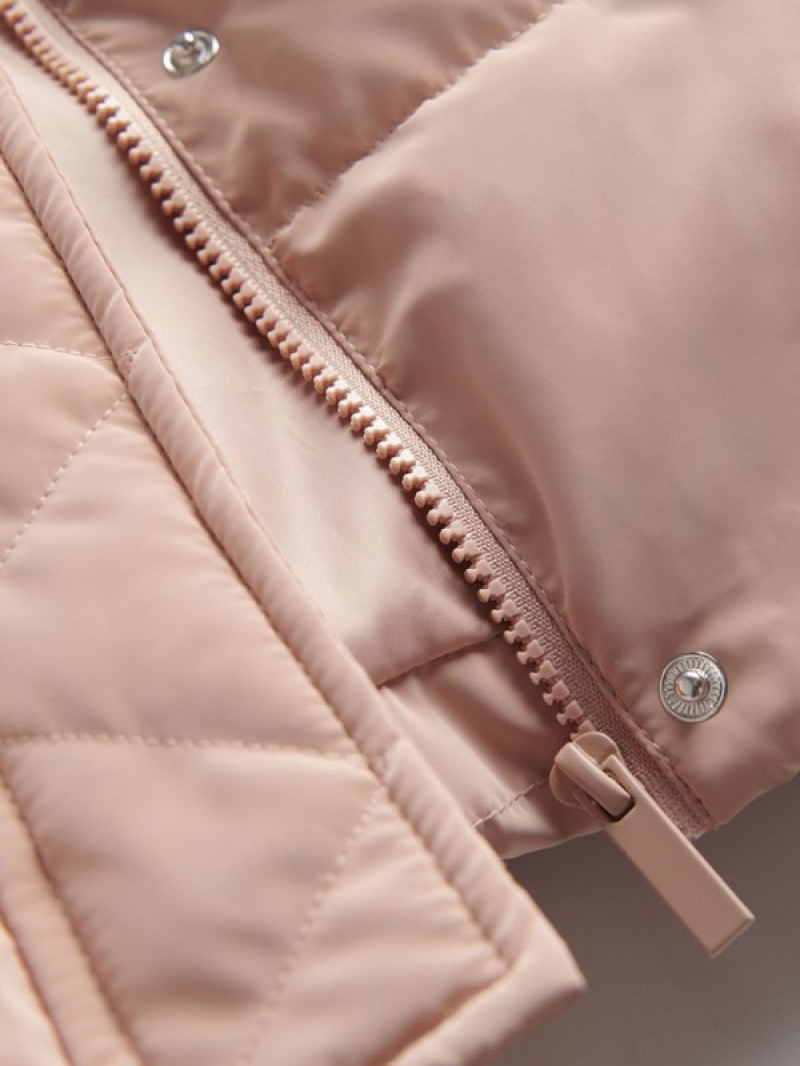 Reserved Gesteppt Bomber Jacken Mädchen Rosa | 7283-SRPLY