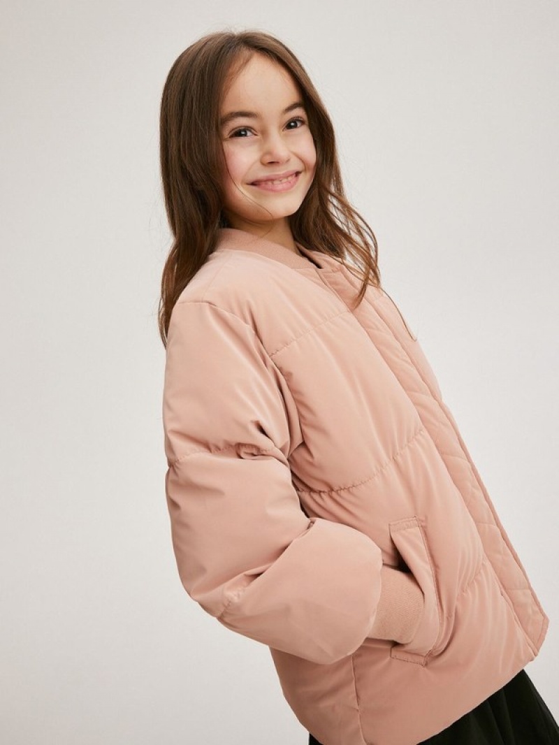 Reserved Gesteppt Bomber Jacken Mädchen Rosa | 7283-SRPLY