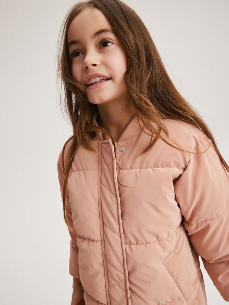 Reserved Gesteppt Bomber Jacken Mädchen Rosa | 7283-SRPLY