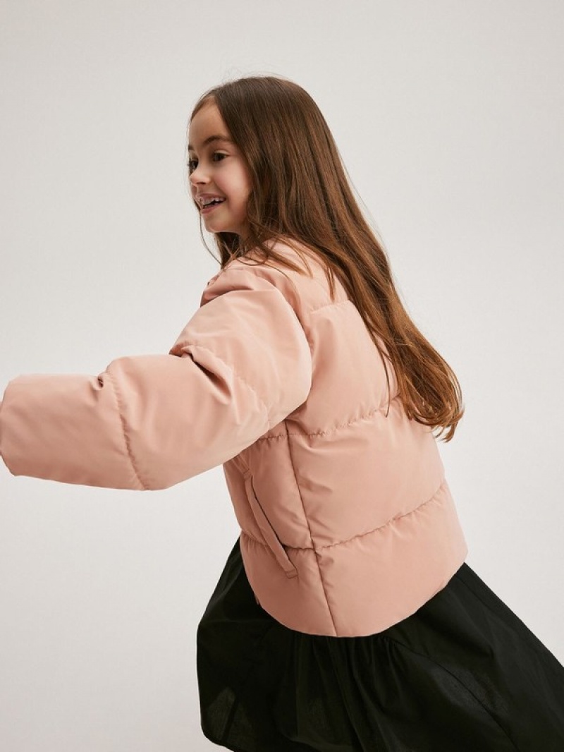 Reserved Gesteppt Bomber Jacken Mädchen Rosa | 7283-SRPLY