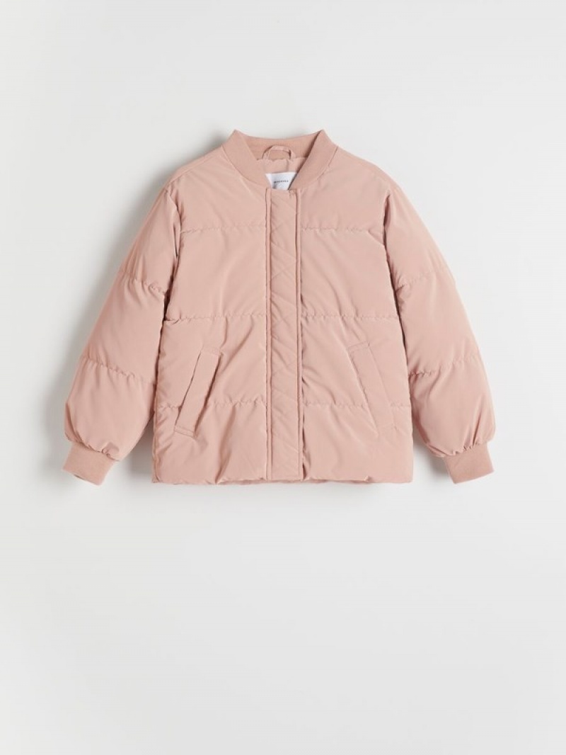 Reserved Gesteppt Bomber Jacken Mädchen Rosa | 7283-SRPLY