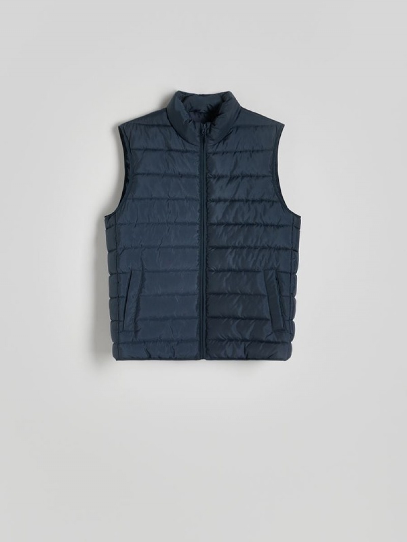 Reserved Gesteppt Vests Herren Grau Blau | 1867-NPKXL