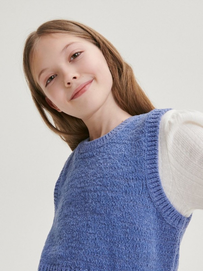 Reserved Gestrickt Fabric Pullover Mädchen Blau | 7906-NEDRZ