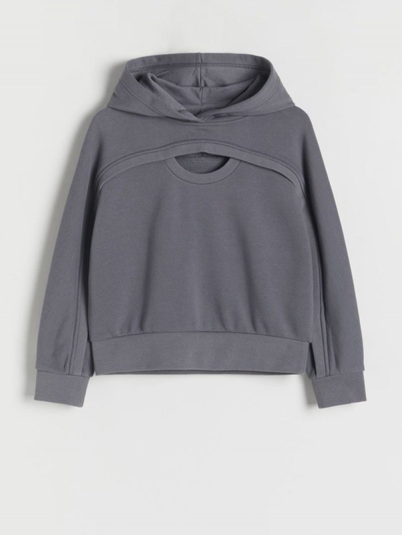 Reserved Jogging Top Hoodie Mädchen Dunkelgrau | 1498-ISJOT