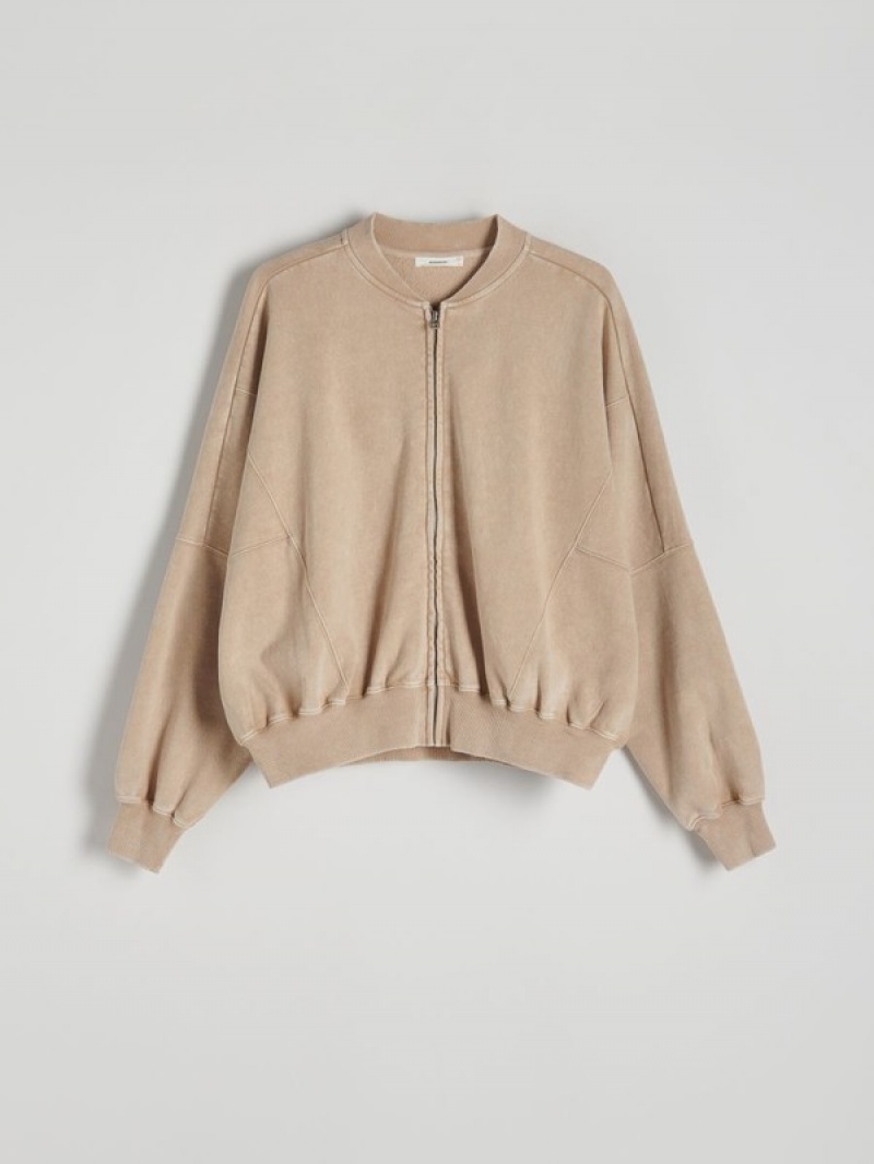 Reserved Jogging Top Sweatshirts Damen Beige | 6940-BGWEX