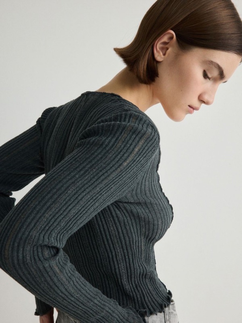 Reserved Jumper In Textured Knit Pullover Damen Dunkelgrau | 6302-AXDGQ