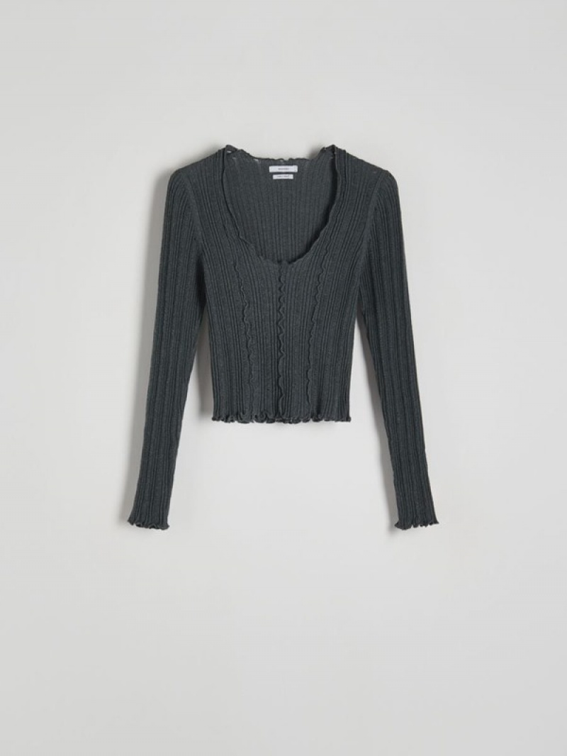 Reserved Jumper In Textured Knit Pullover Damen Dunkelgrau | 6302-AXDGQ