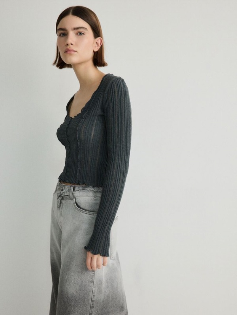 Reserved Jumper In Textured Knit Pullover Damen Dunkelgrau | 6302-AXDGQ