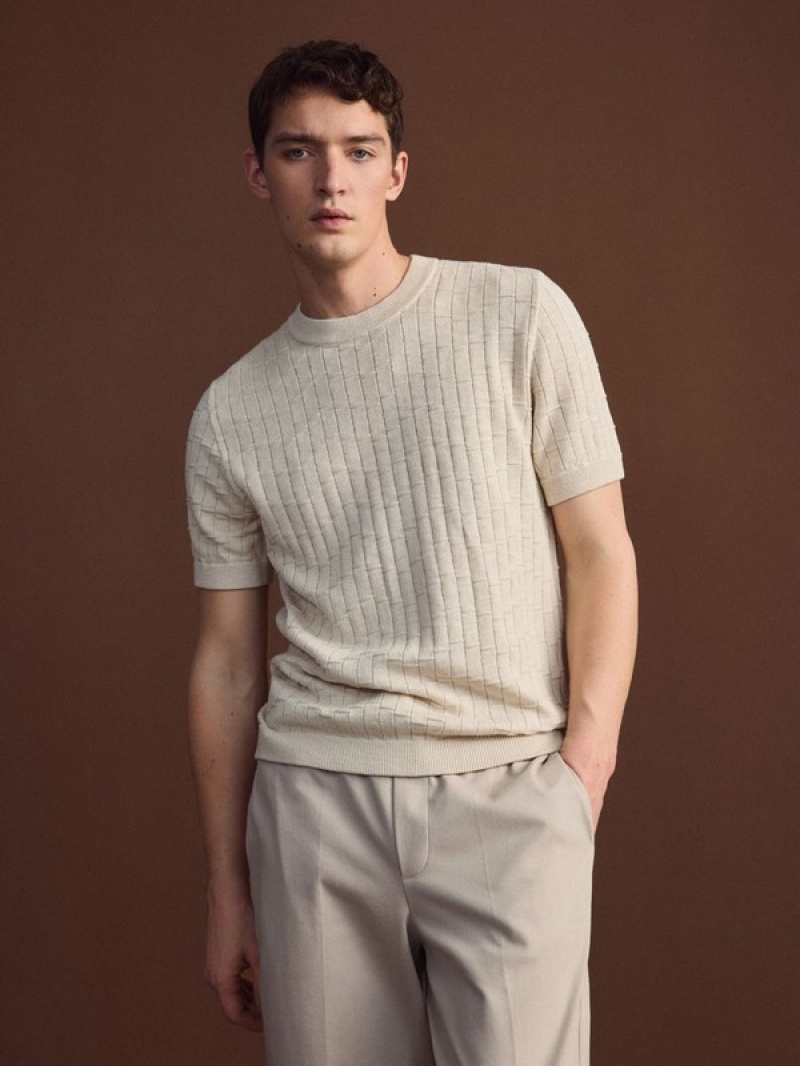 Reserved Jumper In Textured Knit Pullover Herren Beige | 7405-HZJMU