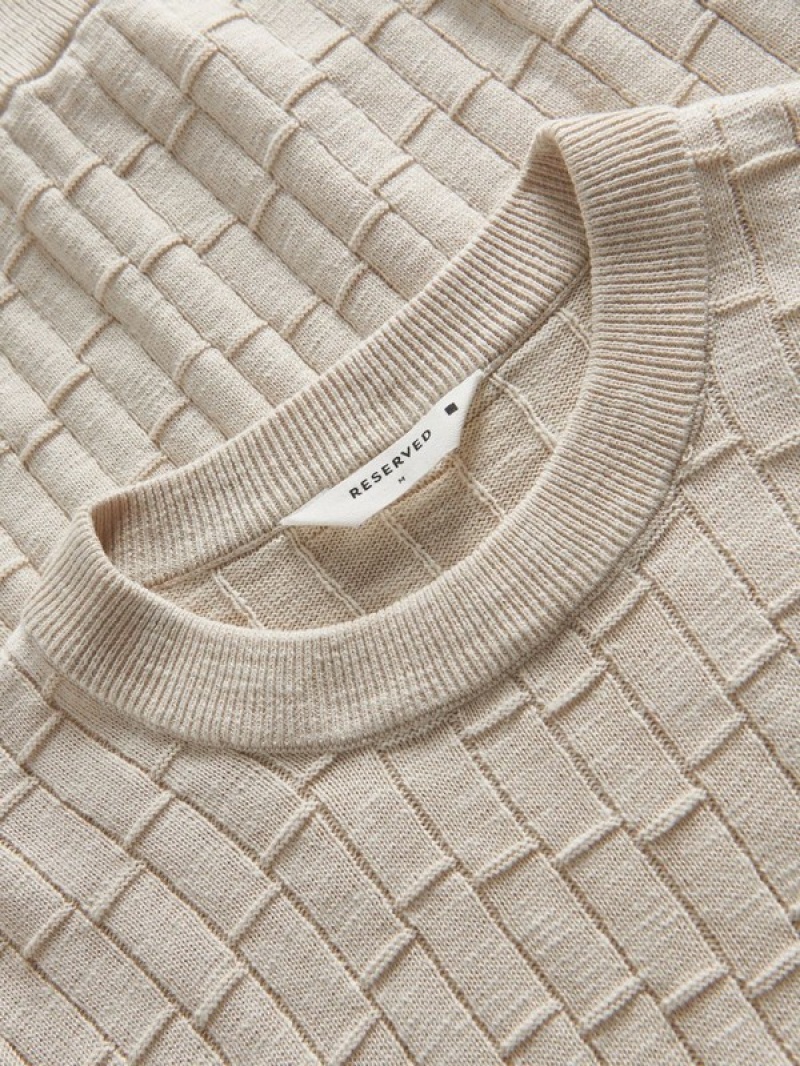 Reserved Jumper In Textured Knit Pullover Herren Beige | 7405-HZJMU