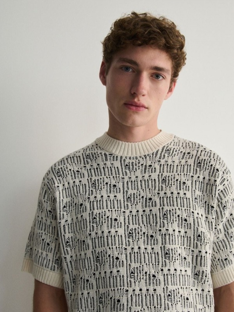 Reserved Jumper In Textured Knit Pullover Herren Weiß | 7352-EGRJD