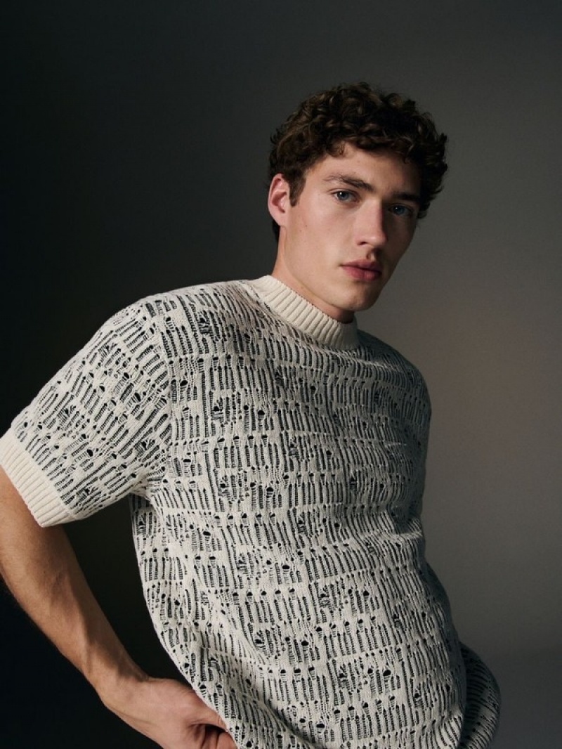 Reserved Jumper In Textured Knit Pullover Herren Weiß | 7352-EGRJD